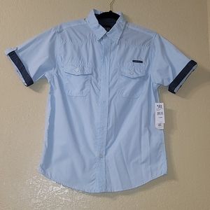 Black Jack Size L Boys Button Up w/denim accents